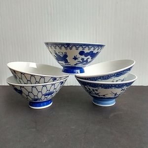 Porcelain Blue White Rice / Soup Bowls Asian